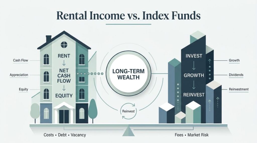 Future Value of Rental Income vs. Index Funds